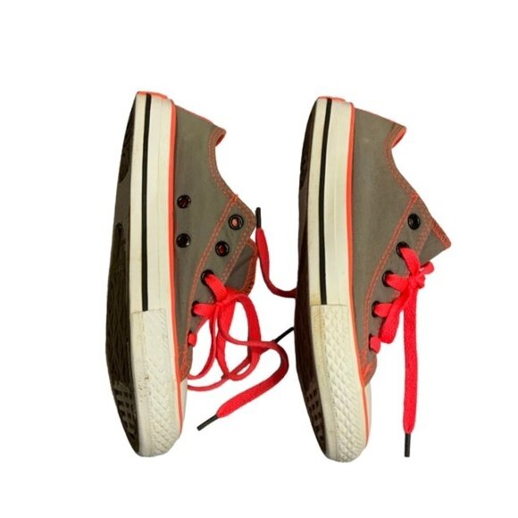 Converse Chuck Taylor Kids All-star Grey Orange Double Tongue Girls Size 1 - Picture 8 of 13